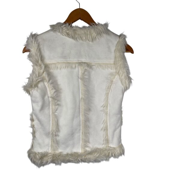Rave Faux Suede Fur Lined 90's Y2K Festival Toggle Button Vest White Size S - Picture 3 of 14